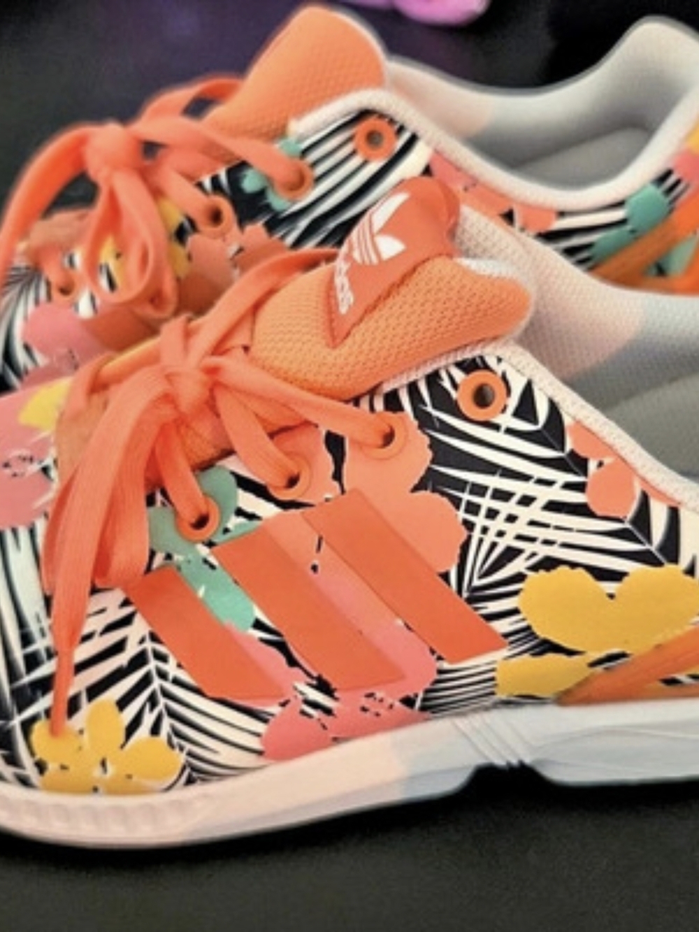 adidas ZX Flux Torsion Tropical Floral Sneakers Orange & Black US 8.5